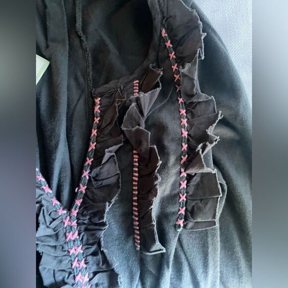 Odd Molly Dress Womens Sz 0 Dark Gray  Tunic 100% Cotton Embroidered NWT - Picture 4 of 13